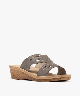 Mules confort à talon compensé et strass femme vue2 - G'FLEX - GEMO