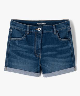 Short fille en jean avec revers cousus vue1 - GEMO (JUNIOR) - GEMO