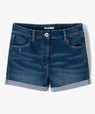 Short fille en jean avec revers cousus vue1 - GEMO 4G FILLE - GEMO