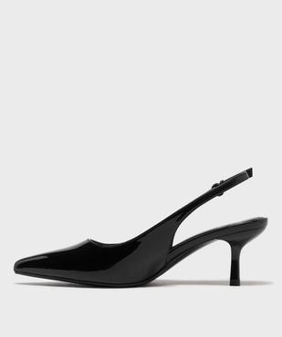 Escarpins sling-back vernis à bout pointu et talon fin femme- Follow Me vue3 - FOLLOW ME - GEMO