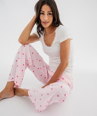 Pantalon de pyjama imprimé en viscose femme vue4 - GEMO 4G FEMME - GEMO