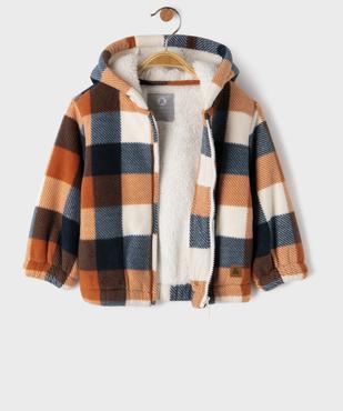 Blouson à capuche en velours à carreaux doublure sherpa bébé garçon - LuluCastagnette  vue2 - LULUCASTAGNETTE - GEMO