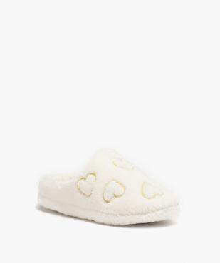 Chaussons fille mules en dessus peluche brodées coeur vue2 - GEMO (ENFANT) - GEMO
