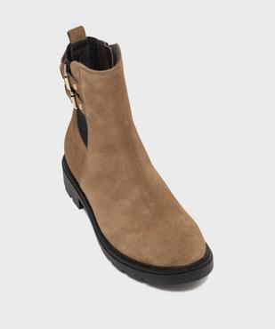 Boots dessus cuir suédé avec semelle crantée femme - Tanéo vue5 - TANEO - GEMO