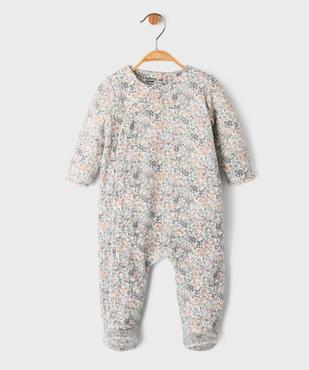 Pyjama en velours fleuri à ouverture devant bébé vue1 - GEMO 4G BEBE - GEMO