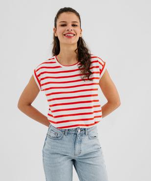 Tee-shirt rayé à manches ultra courtes femme vue1 - GEMO 4G FEMME - GEMO
