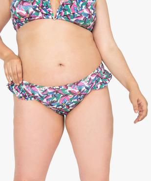 Bas de maillot de bain femme grande taille imprimé avec volants sur les hanches vue1 - GEMO (PLAGE) - GEMO