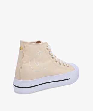 Baskets femme en toile montantes brodées lune vue4 - GEMO 4G FEMME - GEMO