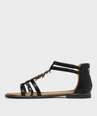 Sandales plates à brides avec fermeture zip au talon femme - Emilia Rosa vue3 - EMILIA ROSA - GEMO