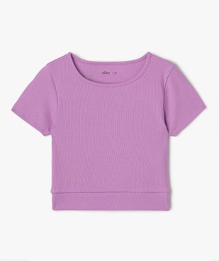 Tee-shirt fille en maille côtelée coupe courte vue1 - GEMO (JUNIOR) - GEMO