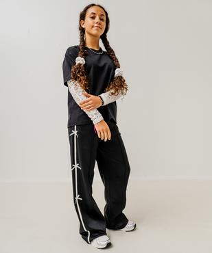 Pantalon de jogging avec petits noeuds sur le côté fille vue1 - GEMO (JUNIOR) - GEMO