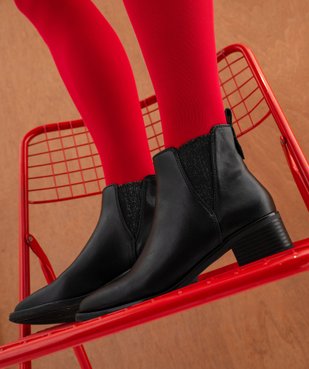 Boots femme Chelsea à bout pointu et élastiques pailletés vue1 - FOLLOW ME - GEMO