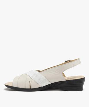 Sandales femme confort en cuir à talon compensé  vue3 - GEMO (CONFORT) - GEMO