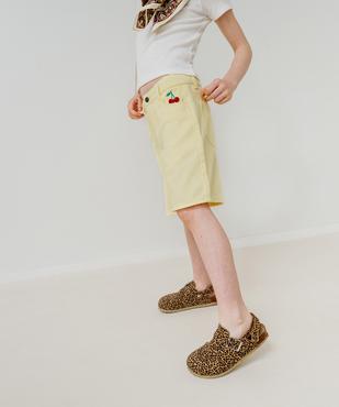 Bermuda ample en toile denim colorée fille vue1 - GEMO 4G FILLE - GEMO