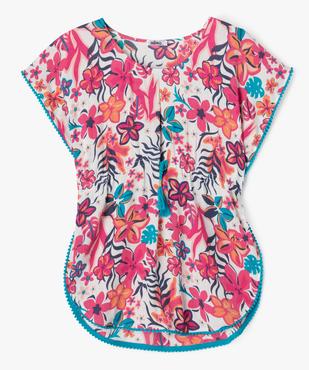 Robe de plage forme poncho à motifs fleuris fille vue1 - GEMO 4G FILLE - GEMO