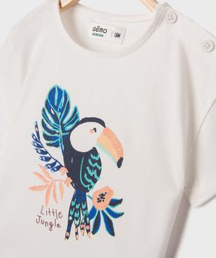 Pyjashort 2 pièces motif oiseau exotique bébé fille vue2 - GEMO 4G BEBE - GEMO