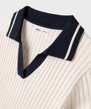 Pull à manches courtes avec col polo coupe courte fille vue7 - GEMO (JUNIOR) - GEMO