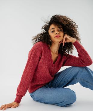 Pull fin col V femme vue1 - GEMO 4G FEMME - GEMO