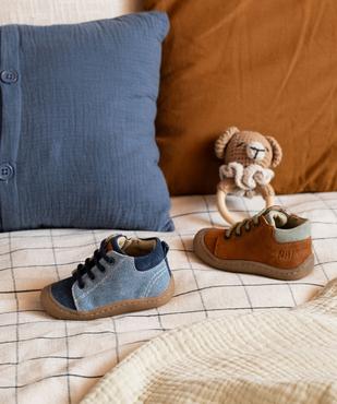 Chaussures premiers pas en cuir à lacets et zip bébé garçon - NA! vue6 - NA! GEMO FOR GOOD - GEMO