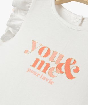 Tee-shirt bébé fille avec volants aux emmanchures vue2 - GEMO(BEBE DEBT) - GEMO