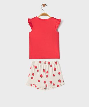 Pyjashort 2 pièces à motifs fraises bébé fille vue6 - GEMO 4G BEBE - GEMO