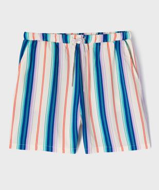 Short ample en viscose à rayures fille vue1 - GEMO 4G FILLE - GEMO