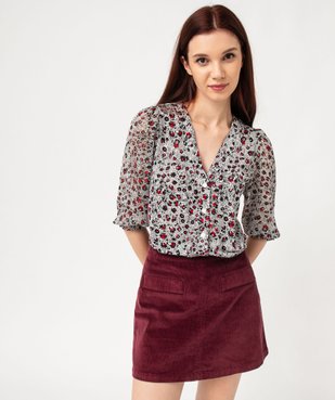 Chemise imprimée à manches 3/4 en voile femme vue1 - GEMO(FEMME PAP) - GEMO