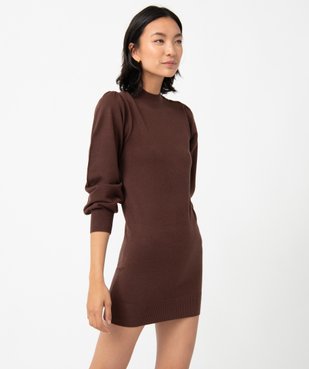 Robe pull femme en maille à manches longues et col montant vue2 - GEMO(FEMME PAP) - GEMO