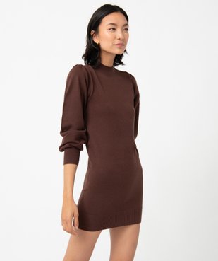 Robe pull femme en maille à manches longues et col montant vue2 - GEMO(FEMME PAP) - GEMO