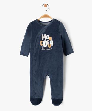 Pyjama en velours avec inscription multicolore bébé garçon vue1 - GEMO(BB COUCHE) - GEMO