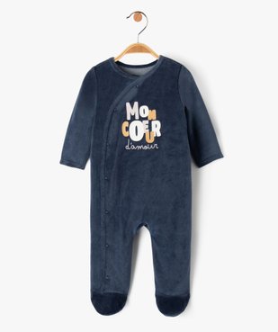 Pyjama en velours avec inscription multicolore bébé garçon vue1 - GEMO(BB COUCHE) - GEMO