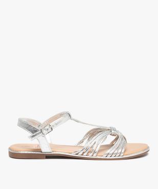 Sandales femme à talon plat et fines brides métallisées  vue1 - GEMO (CASUAL) - GEMO