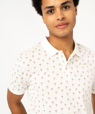 Polo manches courtes en maille de coton piquée à motifs palmies homme vue2 - GEMO 4G HOMME - GEMO