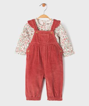 Ensemble 2 pièces bébé fille salopette en velours et body manches longues vue1 - GEMO(BB COUCHE) - GEMO