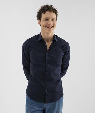 Chemise unie coupe slim en coton stretch homme vue9 - GEMO 4G HOMME - GEMO