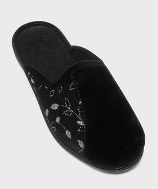 Chaussons mules en velours à talon compensé femme vue5 - G'FLEX - GEMO