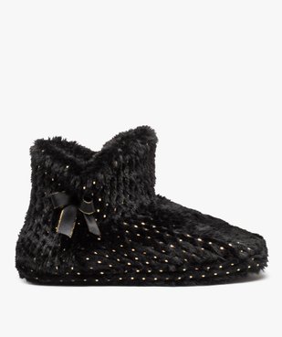 Chaussons femme boots en textile peluche à pois vue1 - GEMO(HOMWR FEM) - GEMO