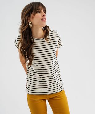 Tee-shirt rayé à manches ultra courtes femme vue3 - GEMO 4G FEMME - GEMO