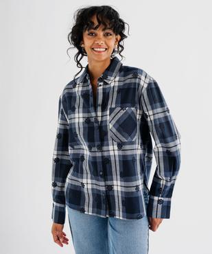Chemise à carreaux et motifs brodés ajourés femme vue2 - GEMO(FEMME PAP) - GEMO