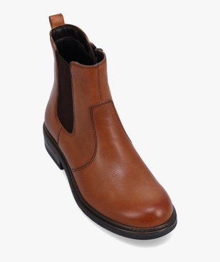 Boots fille style Chelsea unies dessus cuir - Tanéo vue5 - TANEO - GEMO