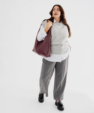 Pull sans manches avec maille ajourée sur l’avant femme grande taille vue4 - GEMO (G TAILLE) - GEMO
