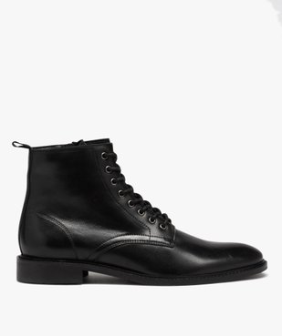 Boots homme en cuir uni bout amande  vue2 - TANEO - GEMO