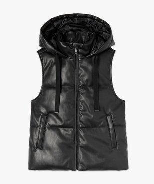 Blouson sans manches à capuche en cuir imitation femme vue4 - GEMO 4G FEMME - GEMO