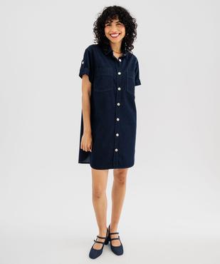 Robe chemise à manches courtes en jean femme - LuluCastagnette vue2 - LULUCASTAGNETTE - GEMO