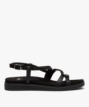 Sandales femme à talon plat et brides strass unies vue1 - GEMO (CASUAL) - GEMO