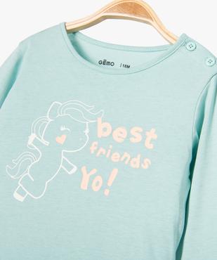 Tee-shirt à manches longues à message bébé fille vue2 - PREMIER PRIX BY GEMO - GEMO