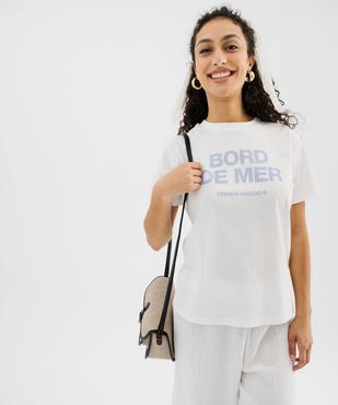 Tee-shirt manches courtes à message femme vue1 - GEMO 4G FEMME - GEMO