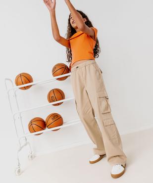 Pantalon coupe cargo straight avec taille élastique fille vue8 - GEMO 4G FILLE - GEMO