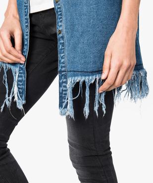 Chemise longue en denim finitions franges dans le bas vue2 - FOLLOW ME 2 - GEMO