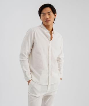 Chemise à manches longues en lin et coton coupe regular homme vue1 - GEMO 4G HOMME - GEMO